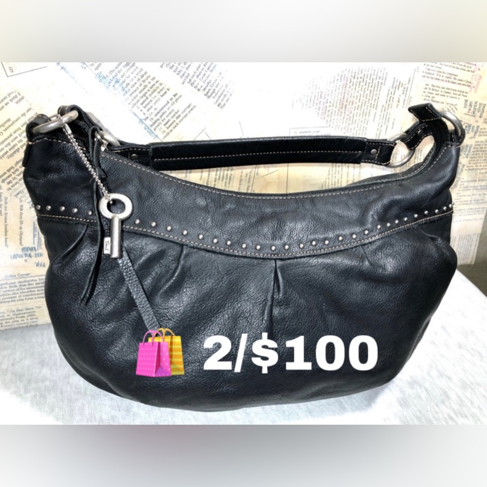 🛍️ Fossil Vintage Silver Stud Hobo